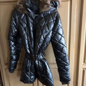 Women's  Quilted Jacket with Fur Hood